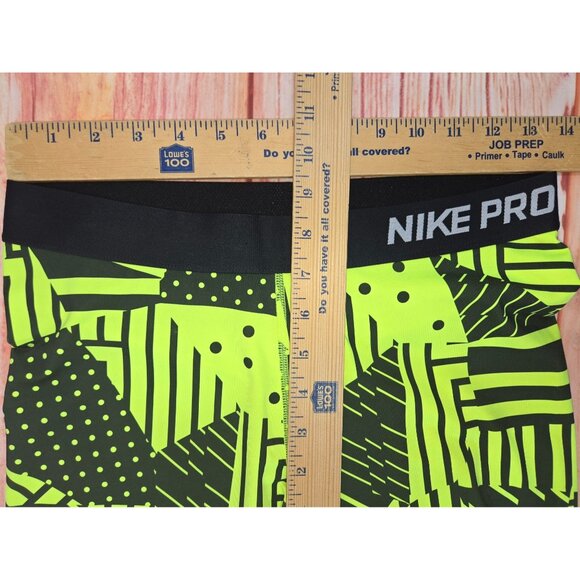 Nike Pro Compression Capri Leggings Large Yellow & Black Geometric Print - Picture 6 of 7